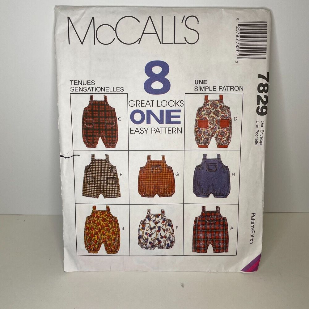 Vintage McCall's Pattern 7829 Baby Infant Rompers 8 Great Looks Easy Sewing